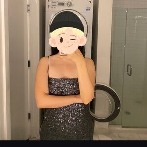 Basically new Elegant Black Sequin Evening Dress ( only tried on indoors)